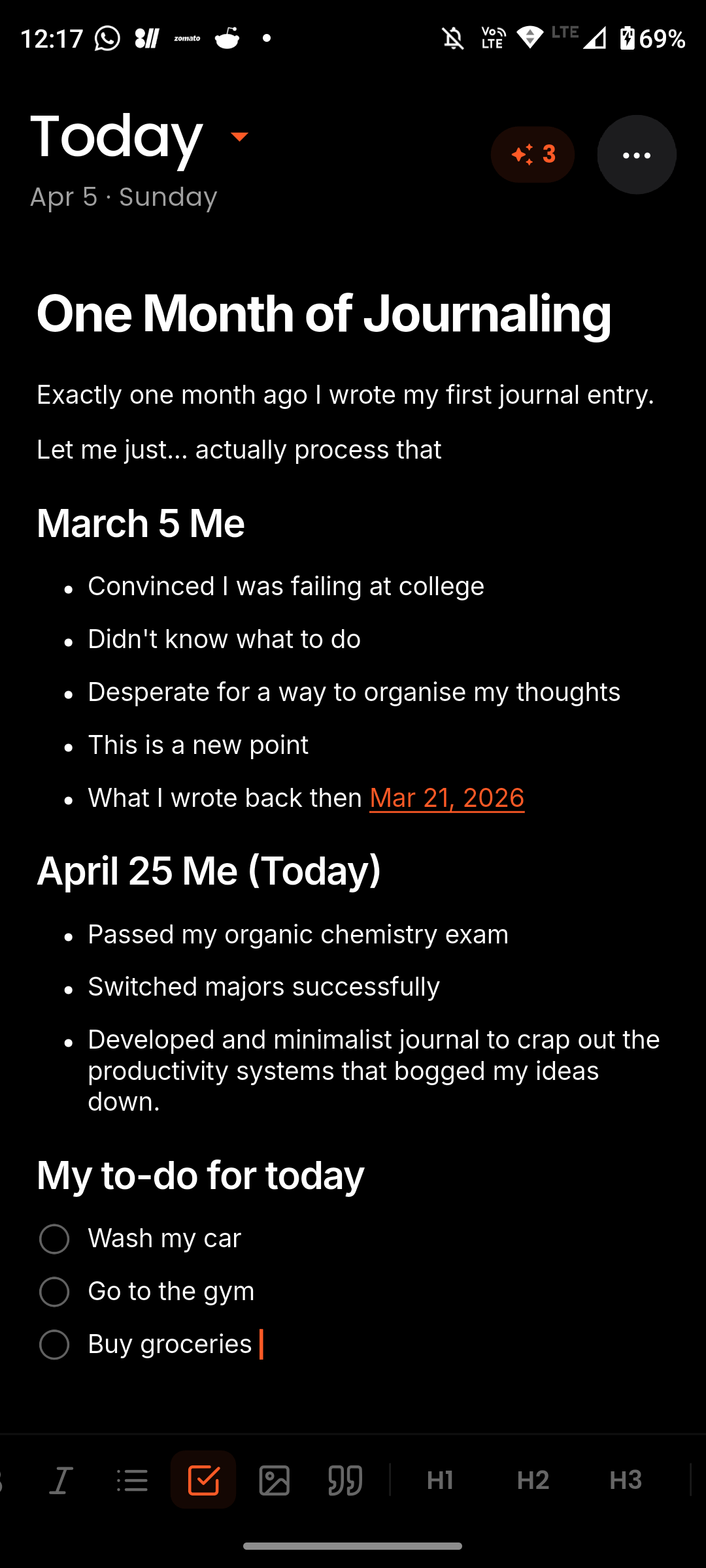 Today App Android Interface - Private Offline Journaling